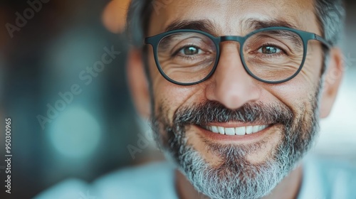 A close-up of a smiling man with a gray beard and glasses. His warmth and happiness are evident in his bright eyes and friendly demeanor, with the background slightly out of focus.