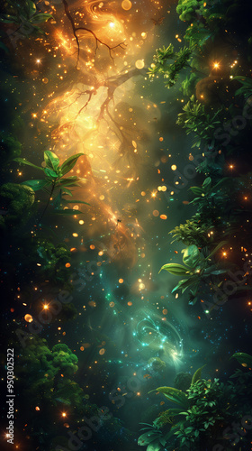 Beautiful vertical background. Abstract natural elements. Warm, positive and adventurous feeling. Background for a social media, sales or news post.