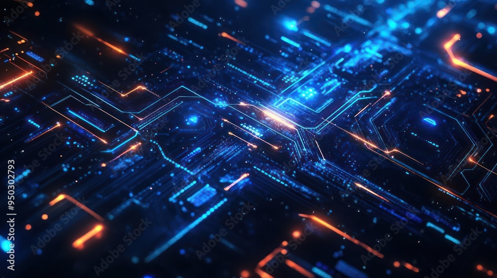 A digital art image featuring a complex network of interconnected circuitry resembling the human bra A digital art image featuring a complex network of interconnected circuitry resembling the human bra