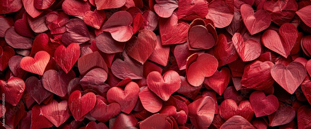 Red Heart Shaped Paper Confetti Background Red Heart Shaped Paper Confetti Background