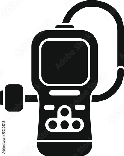 Black glyph icon of a digital glucometer measuring blood glucose