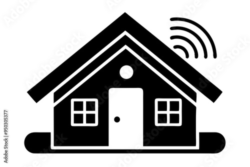 Smart Home Device Silhouette, Black and White Vector Illustration photo