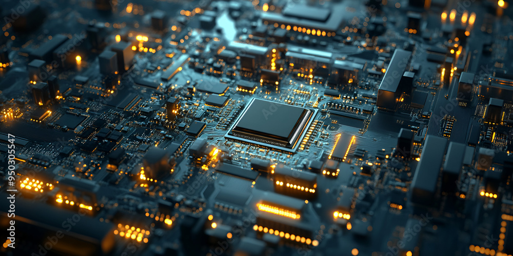 3d illustration Technology Smart motherboard chip creative map 3d illustration Technology Smart motherboard chip creative map