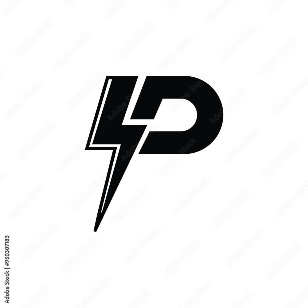 Obraz premium P letter logo with lightning bolt concept design