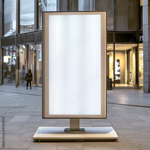 A blank digital billboard mockup stands in a bustling urban environment, surrounded by skyscrapers and cityscape, ready for advertising.