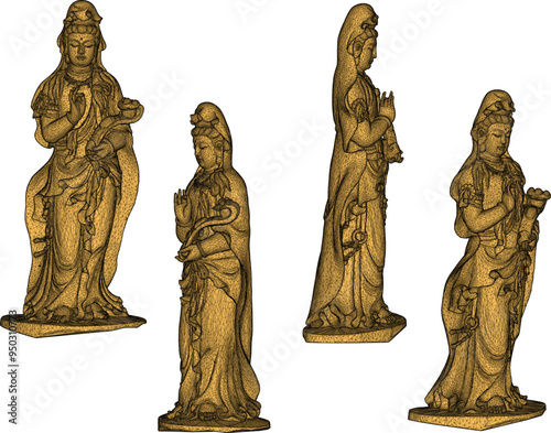 Vector sketch illustration of decorative design of goddess statue bringing grace 