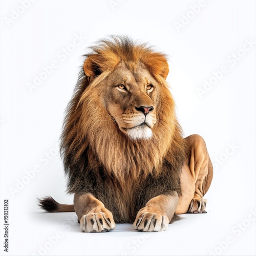 Photo of a Lion, isolated on a white background, Lion Generative Ai