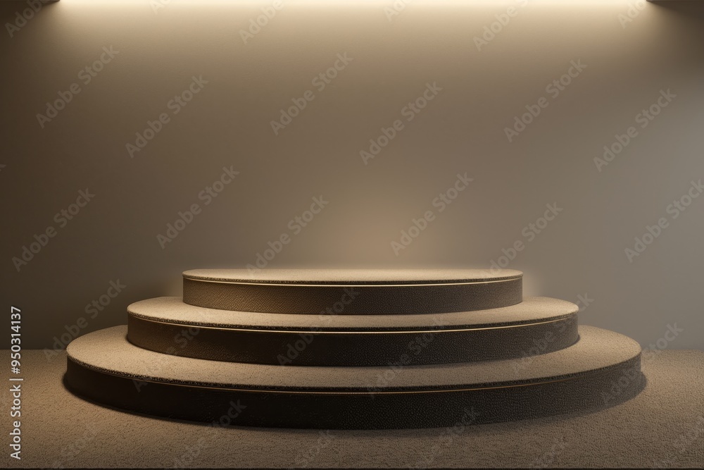 Obraz premium An empty minimalistic podium in the form of steps, display and demonstration of products