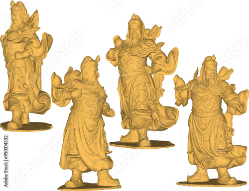Vector sketch illustration of decorative design of holy war god statue standing giving orders to troops
