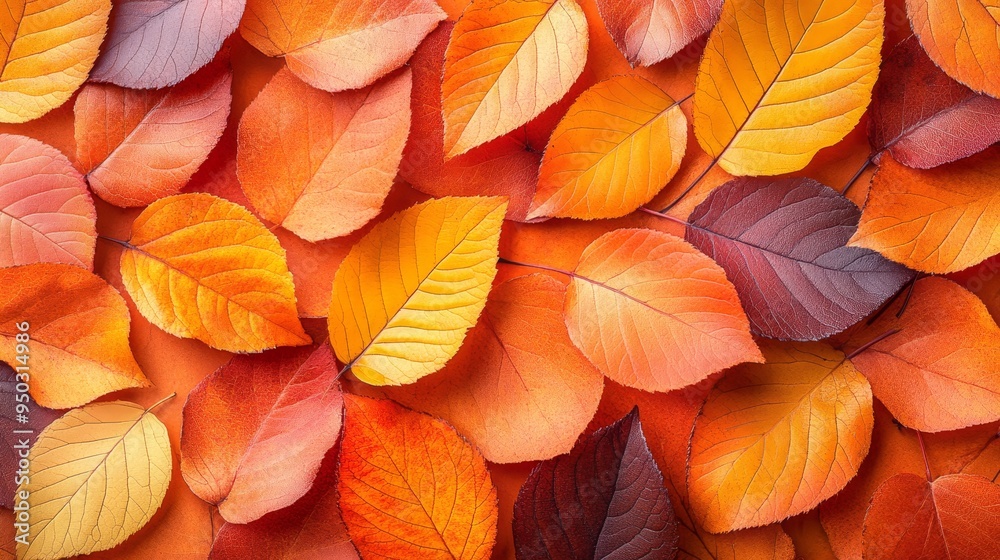 Fototapeta premium Autumn Leaves Background Red Orange Yellow Foliage Texture
