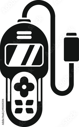 This vector icon represents a car diagnostic tool, commonly used by mechanics to identify and fix issues in vehicles