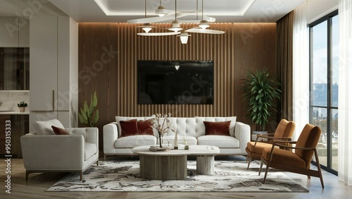 Wallpaper Mural modern living room Torontodigital.ca