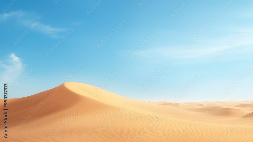 Vast sandy desert landscape under a clear blue sky Vast sandy desert landscape under a clear blue sky
