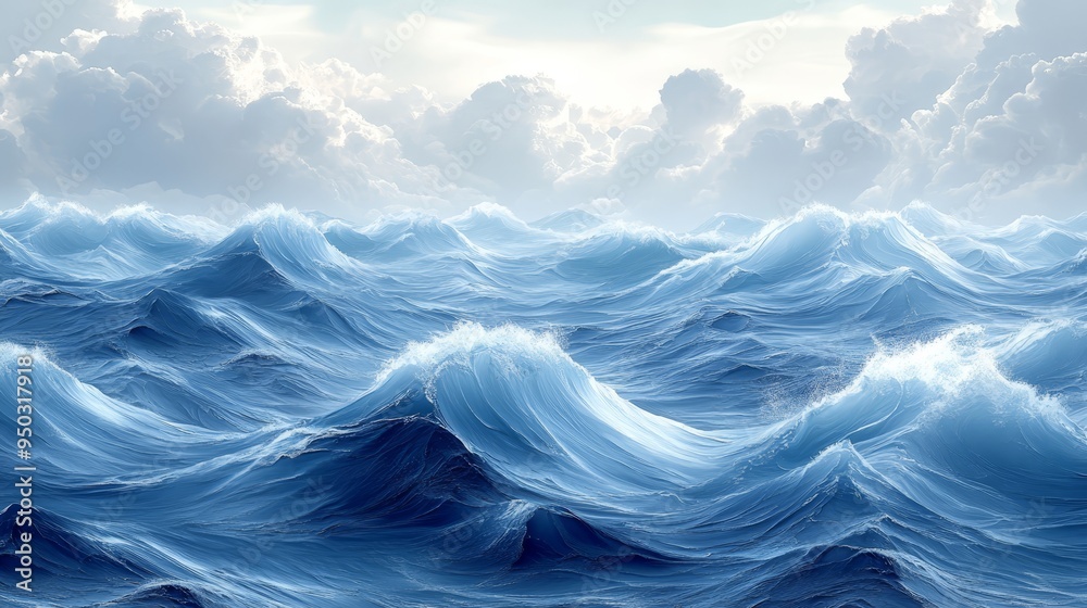 Dramatic Ocean Waves with Cloudy Sky Dramatic Ocean Waves with Cloudy Sky