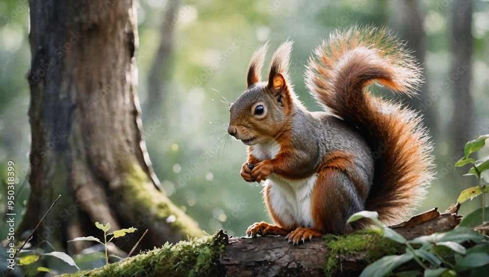 Cute watercolor illustration of a squirrel in a woodland setting. Cute watercolor illustration of a squirrel in a woodland setting.