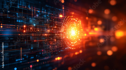 data connection lines representing high-speed internet and advanced technology. Symbolizes connectivity, innovation, and digital communication