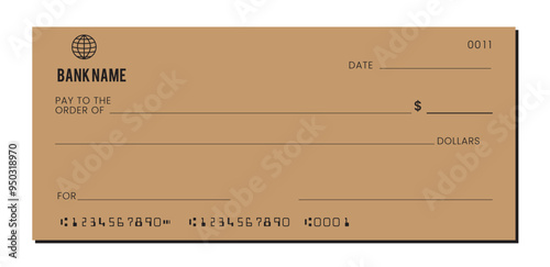 Blank check, bank cheque design, vector format