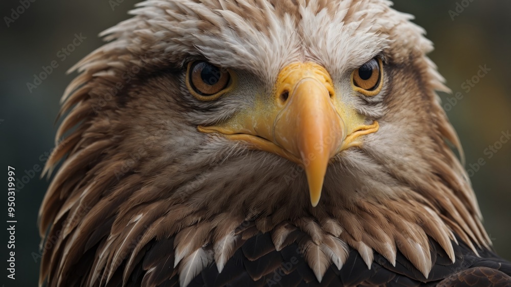Close up of large eye of Bald Eagle bird. Close up of large eye of Bald Eagle bird.