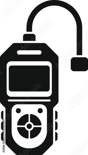 Simple icon of a car diagnostic scan tool showing engine issues with the warning light on