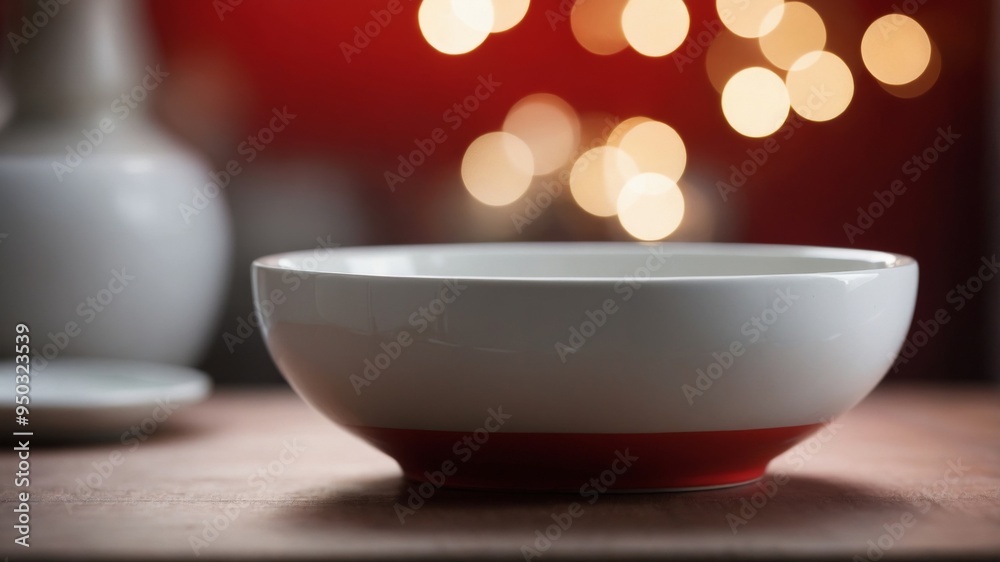 Modern white ceramic bowl on red background. Modern white ceramic bowl on red background.