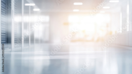 An image of a contemporary, well-lit office corridor featuring sleek design and modern furnishings with a bright ambiance.