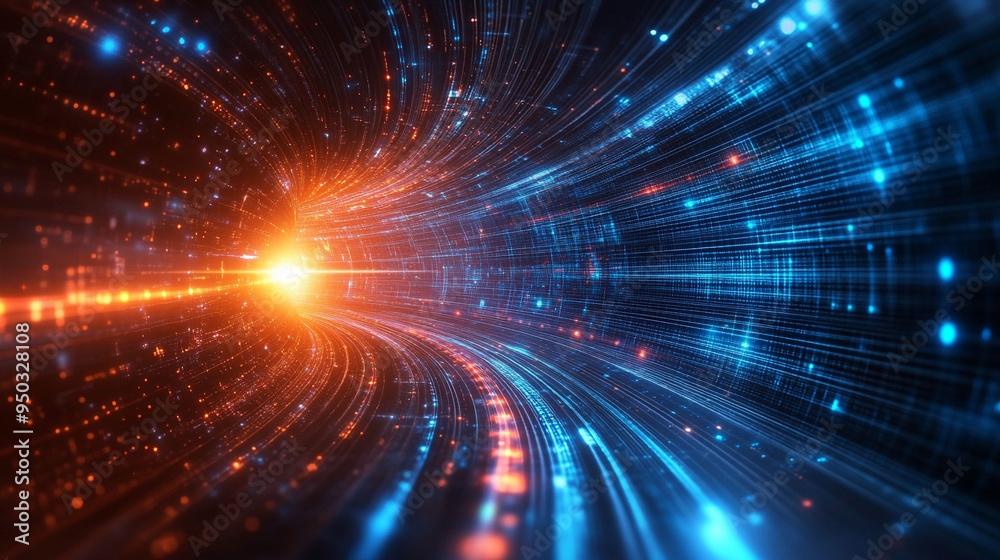 data connection lines representing high-speed internet and advanced technology. Symbolizes connectivity, innovation, and digital communication