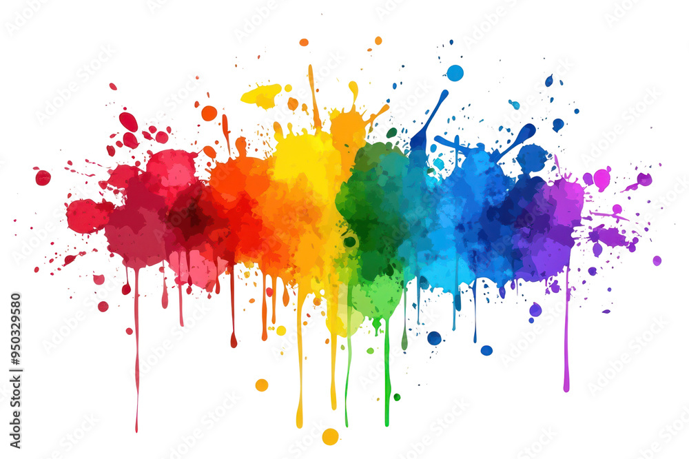 Fototapeta premium PNG Vibrant abstract colorful paint splashes