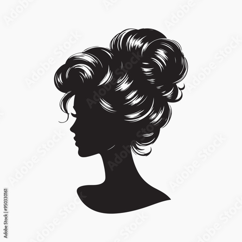 black Pompadour hairstyle Silhouette vector illustration, with a white background