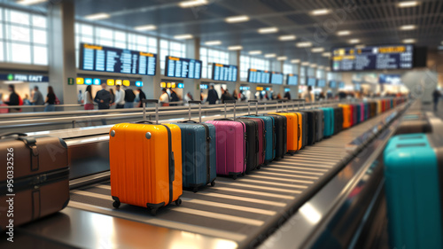 Luggage Carousel with Colorful Suitcases