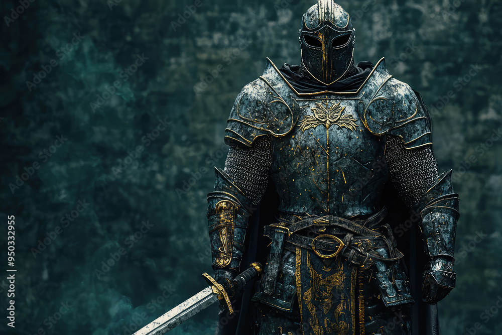 A towering medieval knight in ornate armor stands ready for battle, embodying strength and valor in a mesmerizing fantasy realm. A towering medieval knight in ornate armor stands ready for battle, embodying strength and valor in a mesmerizing fantasy realm.