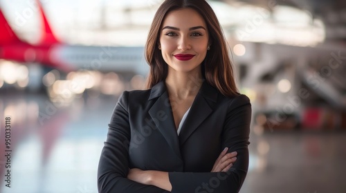 Confident Business Woman in Airport Setting