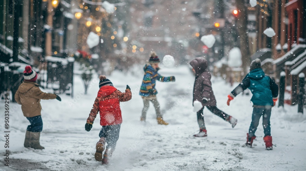 snowball fight between children snowball fight between children