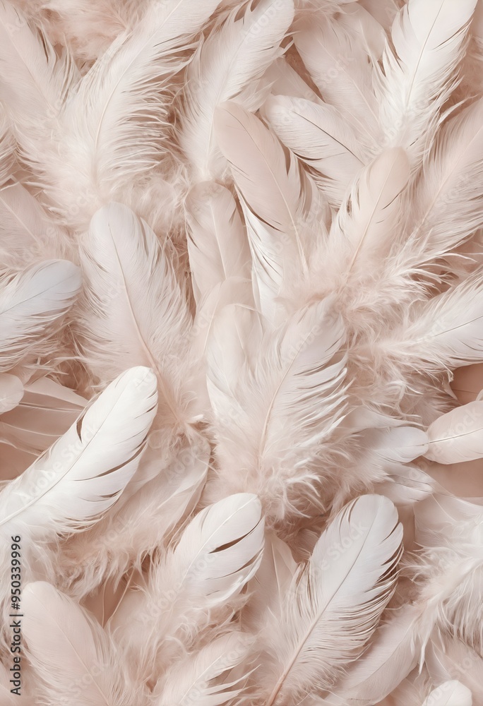 Fototapeta premium Pastel soft feathers as pattern texture background