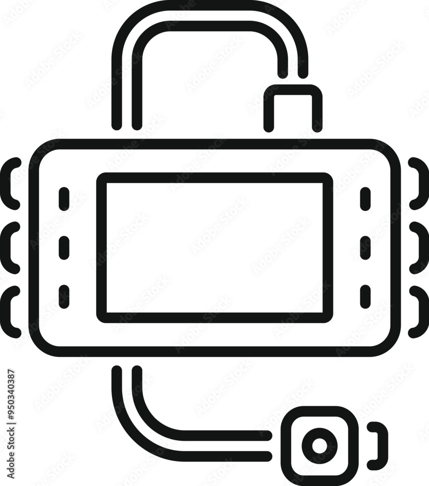 Action camera connecting to smartphone using wifi for remote control, icon vector outline Action camera connecting to smartphone using wifi for remote control, icon vector outline