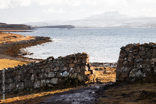 Road trip through the Scottish Highlands in winter photo