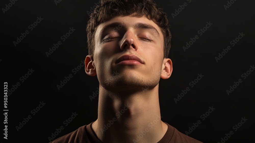 A Close-Up Portrait of a Young Man with Closed Eyes A Close-Up Portrait of a Young Man with Closed Eyes