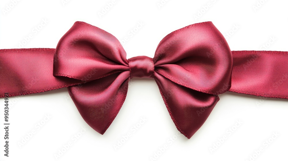 Red silk ribbon tied in a perfect bow, isolated on a white background, symbolizing elegance and celebration Red silk ribbon tied in a perfect bow, isolated on a white background, symbolizing elegance and celebration