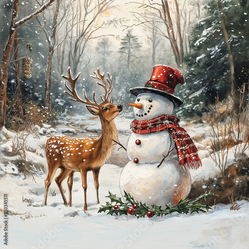 Merry Christmas card illustration