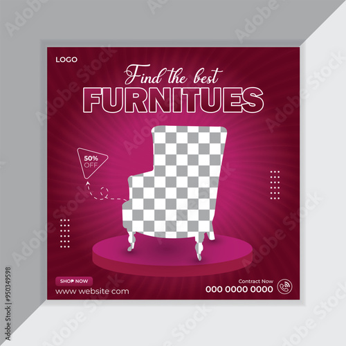 Modern furniture social media and  post design,