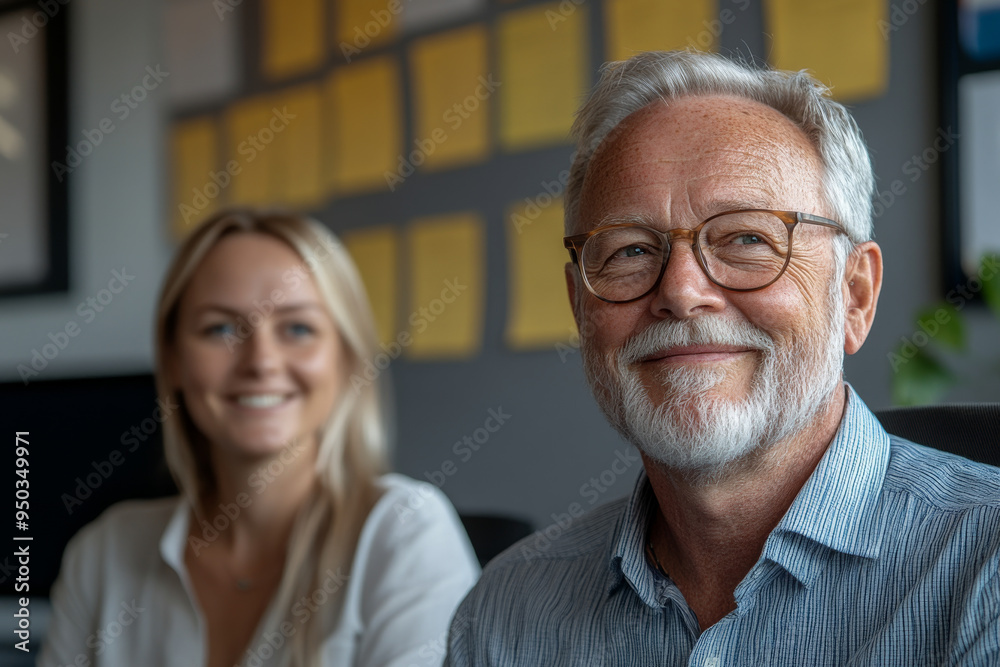 A man and a woman are smiling at the camera A man and a woman are smiling at the camera