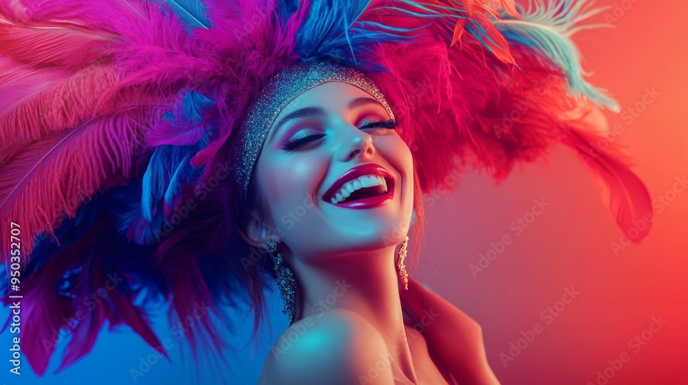 Fototapeta premium Glamorous Woman in Carnival Headdress