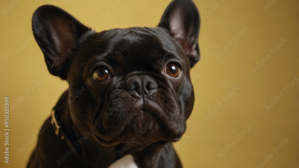 Fototapeta premium Close-up Portrait of a Curious French Bulldog
