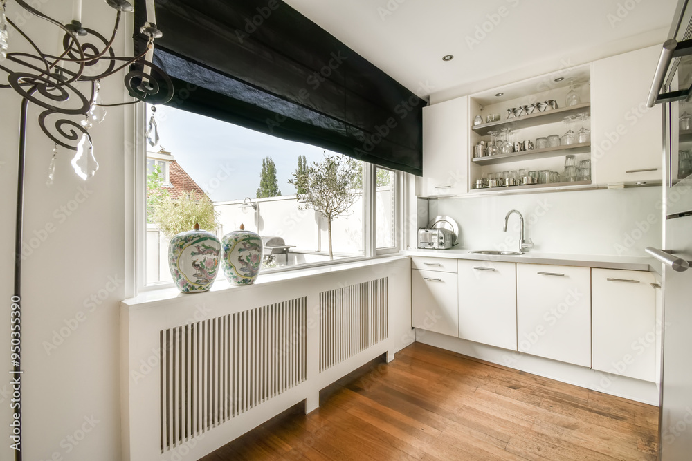 Bright Kitchen Interior with Modern Furnishings Bright Kitchen Interior with Modern Furnishings