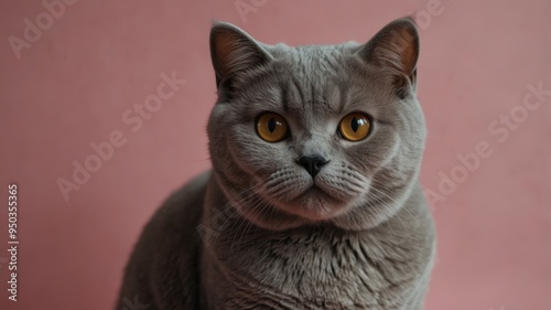 Portrait of a Gray British Shorthair Cat