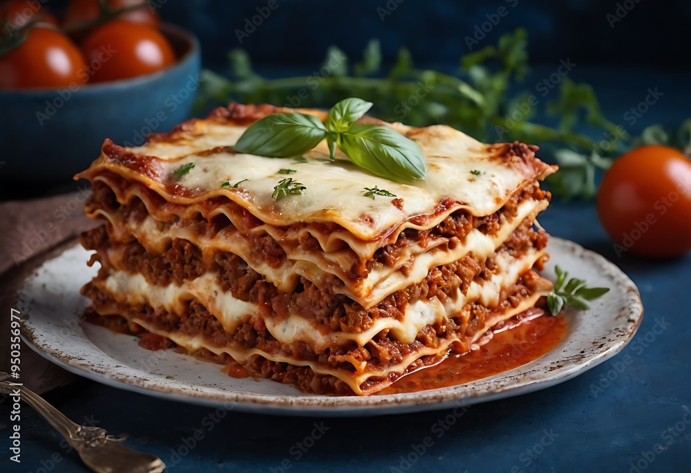 Delicious Lasagna Bolognese, featuring layers of tender pasta, rich tomato sauce, savory ground beef, and melted cheese Delicious Lasagna Bolognese, featuring layers of tender pasta, rich tomato sauce, savory ground beef, and melted cheese