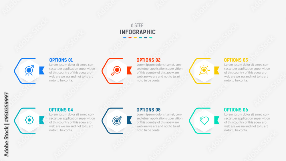 Business infographics design for Six Step, option, parts or process. Infographic 6 element design template for presentation. process diagram, step banner, flow chart, 6 option template. Business infographics design for Six Step, option, parts or process. Infographic 6 element design template for presentation. process diagram, step banner, flow chart, 6 option template.