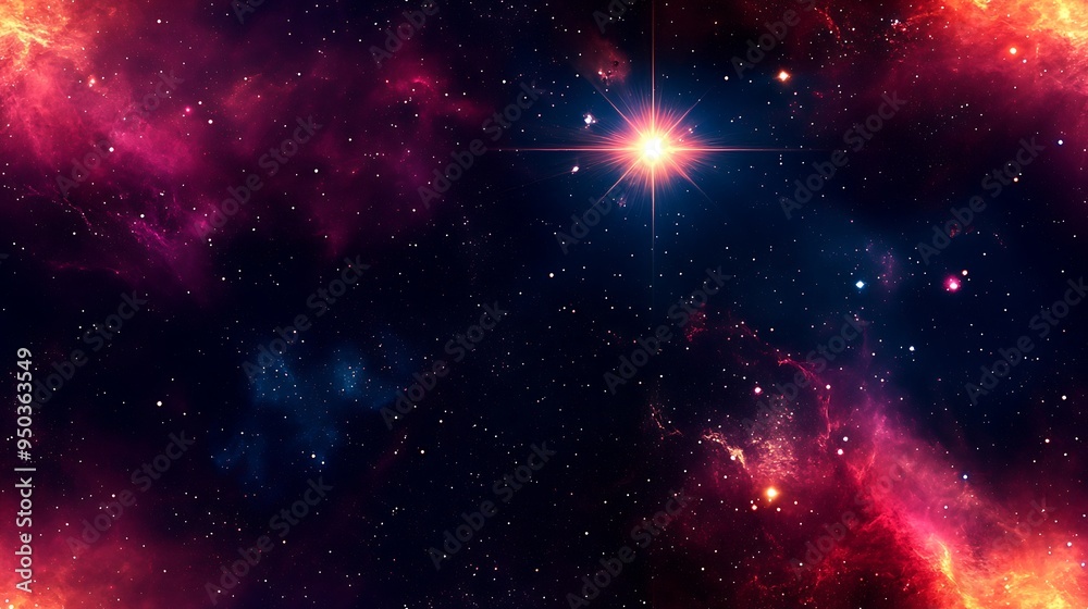 Cosmic Nebula with Bright Star and Starscape Cosmic Nebula with Bright Star and Starscape
