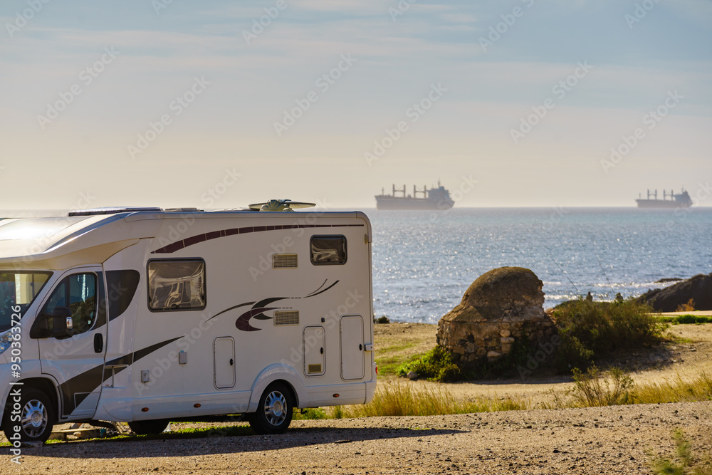 Rv motorhome camping on beach Rv motorhome camping on beach