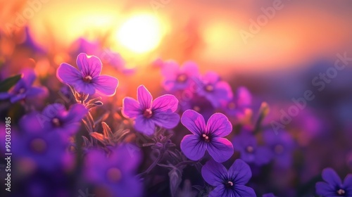 Close-Up of Violet Flowers in Bloom During Sunset