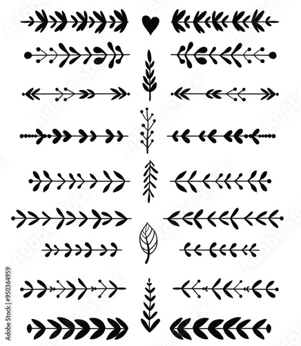 Floral divider freehand drawing vector illustration.